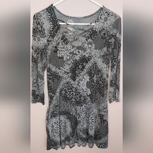 MAURICES 24/7 Women’s Dress  Size S Multi Colors Knit Stretch 3/4 Sleeves, Pocke